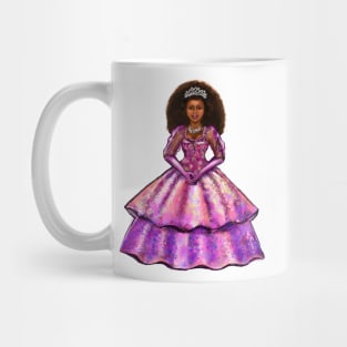 Princess -  Black Afro Princess in purple floral ballgown! beautiful  black girl with Afro hair, brown eyes and dark brown skin. Hair love ! Mug